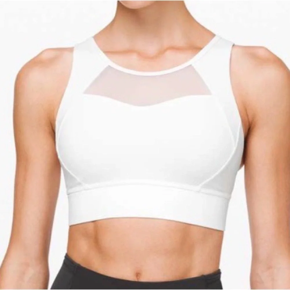 Lululemon Breathe It In Bra Luxtreme‎ Mesh White Cup C/D High Neck sz4
